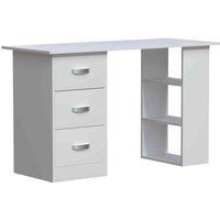 Vida Designs Mason Computer Desk 3 Drawer 3 Shelf Storage Home Office White