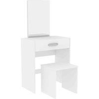 Vida Designs Isla Dressing Table Mirror & Stool Vanity Set 1 Drawer Makeup Dresser Storage Desk White