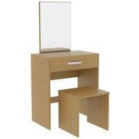 Vida Designs Isla Dressing Table Mirror & Stool Vanity Set 1 Drawer Makeup Dresser Storage Desk Pine