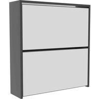 Vida Designs Welham 2 Drawer Mirrored Shoe Cabinet Storage Cupboard Black
