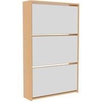 Vida Designs Welham 3 Drawer Mirrored Shoe Cabinet Storage Cupboard Oak