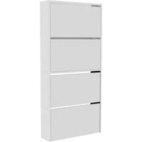 Vida Designs Welham 4 Drawer Mirrored Shoe Cabinet Storage Cupboard White