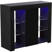Vida Designs Azura 1 Door Led Sideboard Large Storage Cabinet Cupboard Buffett Black