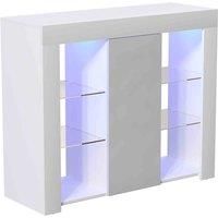 Vida Designs Azura 1 Door Led Sideboard Large Storage Cabinet Cupboard Buffett White & Grey