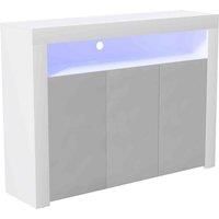 Vida Designs Nova 3 Door Led Sideboard Storage Cabinet Cupboard Buffett White & Grey