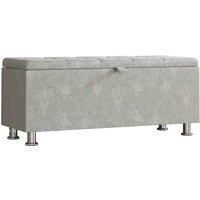 Vida Designs Valencia Storage Ottoman Chest With Lid Storage Box Trunk Crushed Velvet Silver