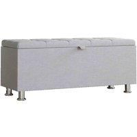 Vida Designs Valencia Storage Ottoman Chest With Lid Storage Box Trunk Light Grey Linen