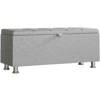 Vida Designs Valencia Storage Ottoman Chest With Lid Storage Box Trunk Light Grey Velvet