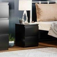 Vida Designs Denver 2 Drawer Bedside Table Cabinet Chest Handle Free Modern Bedroom Furniture Black