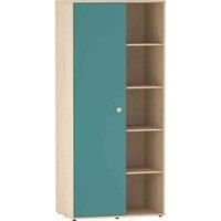 Junior Vida Neptune 1 Door 5 Shelf Wardrobe Hanging Rail Bedroom Clothes Storage Blue & Oak