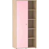 Junior Vida Neptune 1 Door 5 Shelf Wardrobe Hanging Rail Bedroom Clothes Storage Pink & Oak