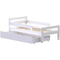 Junior Vida Taurus Solid Pine Wood Toddler Bed With Underbed Storage Drawer White 70 X 140 Cm
