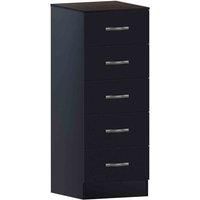 Vida Designs Riano 5 Drawer Narrow Chest Of Drawers Clothes Storage Bedroom Furniture Black