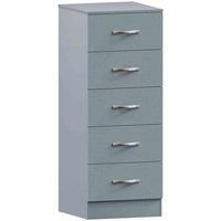Vida Designs Riano 5 Drawer Narrow Chest Of Drawers Clothes Storage Bedroom Furniture Grey