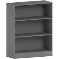 Vida Designs Cambridge 3 Tier Low Bookcase Storage Freestanding Shelving Display Unit Grey