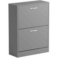 Vida Designs 2 Drawer Shoe Cabinet Flip Drawer Storage Cupboard Grey
