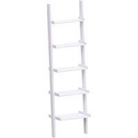 Vida Designs York 5 Tier Ladder Bookcase Freestanding Leaning Storage Shelving Display Unit White