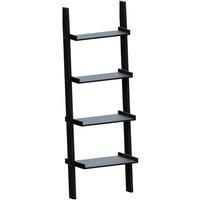 Vida Designs York 4 Tier Ladder Bookcase Freestanding Leaning Storage Shelving Display Unit Black