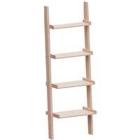 Vida Designs York 4 Tier Ladder Bookcase Freestanding Leaning Storage Shelving Display Unit, Pine, Brown