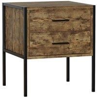 Vida Designs Brooklyn 2 Drawer Bedside Table Cabinet Chest Industrial Bedroom Furniture Dark Wood