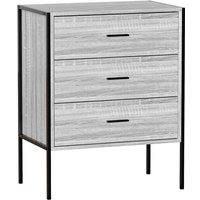 Vida Designs Brooklyn 3 Drawer Chest Of Drawers Clothes Storage Industrial Bedroom Furniture Grey