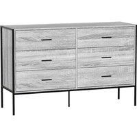 Vida Designs Brooklyn 6 Drawer Chest Of Drawers Clothes Storage Industrial Bedroom Furniture Grey