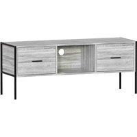 Vida Designs Brooklyn Tv Cabinet Unit Stand 2 Drawer Storage Industrial Style Grey