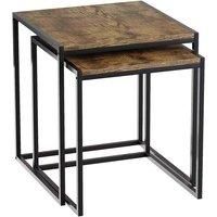 Vida Designs Brooklyn Nest Of Table 2 Piece Set Sofa Side Coffee Table Industrial Style Living Room Furniture, Dark Wood, Brown
