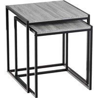 Vida Designs Brooklyn Nest Of Table 2 Piece Set Sofa Side Coffee Table Industrial Style Living Room Furniture Grey