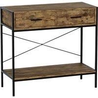 Vida Designs Brooklyn 2 Drawer Console Table With Shelf Industrial Hallway Entryway Furniture Dark Wood