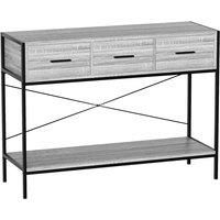 Vida Designs Brooklyn 3 Drawer Console Table With Shelf Industrial Hallway Entryway Furniture Grey