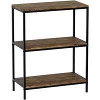 Vida Designs Brooklyn 3 Tier Bookcase Industrial Style Freestanding Display Shelving Unit Dark Wood