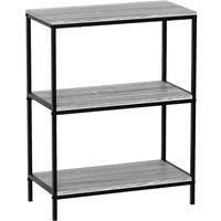 Vida Designs Brooklyn 3 Tier Bookcase Industrial Style Freestanding Display Shelving Unit Grey
