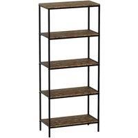 Vida Designs Brooklyn 5 Tier Bookcase Industrial Style Freestanding Display Shelving Unit Dark Wood