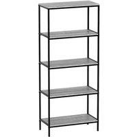 Vida Designs Brooklyn 5 Tier Bookcase Industrial Style Freestanding Display Shelving Unit Grey