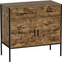 Vida Designs Brooklyn 2 Door 2 Drawer Sideboard Industrial Storage Cabinet Cupboard Buffett Dark Wood