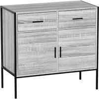 Vida Designs Brooklyn 2 Door 2 Drawer Sideboard Industrial Storage Cabinet Cupboard Buffett Grey