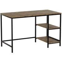 Vida Designs Brooklyn Computer Desk 2 Adjustable Shelves Home Office Desk, Dark Wood, Brown