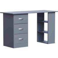 Vida Designs Mason Computer Desk 3 Drawer 3 Shelf Storage Home Office Grey