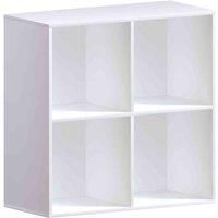 Vida Designs Durham 4 Cube Storage Bookcase Shelving Display Unit White & Set Of 2 Cube Storage Basket Grey