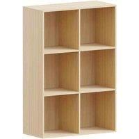 Vida Designs Durham 6 Cube Storage Bookcase Shelving Display Unit, Oak & Set Of 3 Cube Storage Basket, Grey, Brown