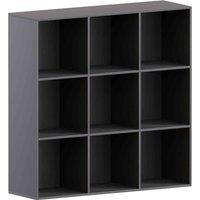 Vida Designs Durham 9 Cube Storage Bookcase Shelving Display Unit Black & Set Of 5 Cube Storage Basket Grey