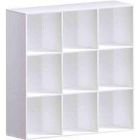 Vida Designs Durham 9 Cube Storage Bookcase Shelving Display Unit White & Set Of 5 Cube Storage Basket Grey