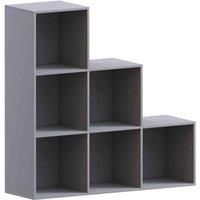 Vida Designs Durham 6 Cube Staircase Storage Bookcase Shelving Display Unit Grey & Set Of 3 Cube Staircase Storage Basket Grey