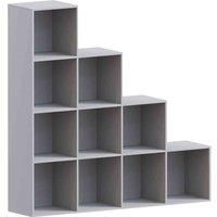 Vida Designs Durham 10 Cube Staircase Storage Bookcase Shelving Display Unit Grey & Set Of 5 Cube Staircase Storage Basket White