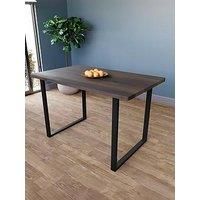 Vida Designs 4 Seater Dining Table With Black Metal U Shape Legs, Modern Kitchen Dining Room Furniture Unit, (Walnut)