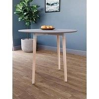 Vida Designs Batley Round Dining Table, Modern Round Kitchen Table with Natural Beech Wood Legs, Compact Dining table for Small Kitchen & Dining Room Furniture (Grey, 4 Seater)