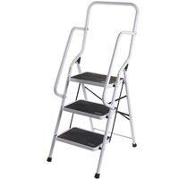 Home Vida 3 Step Folding Ladder With Handrail Anti-Slip Mat