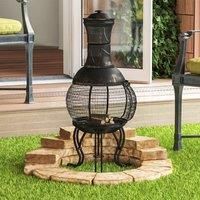 Home Discount Fire Vida Black & Gold Steel Chimnea Outdoor Fire Pit