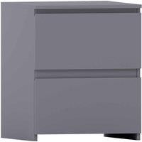 Vida Designs Denver 2 Drawer Large Bedside Chest - Grey, Grey